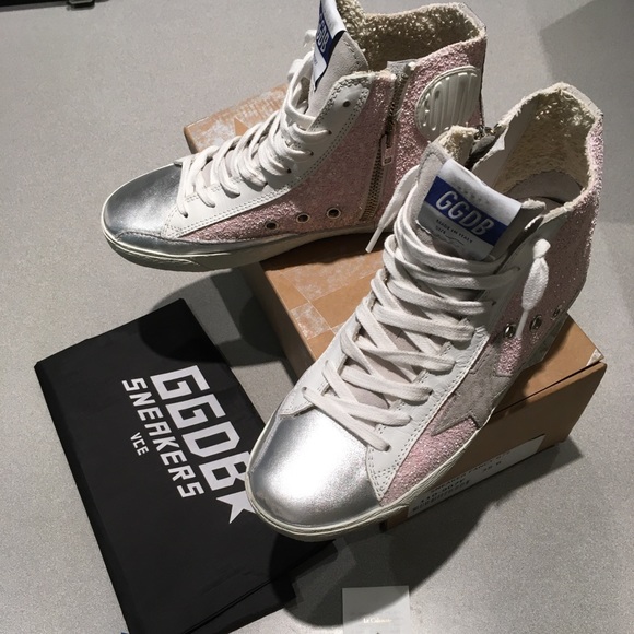 Golden Goose Francy Pink Glitter White Silver NIB - Picture 3 of 7